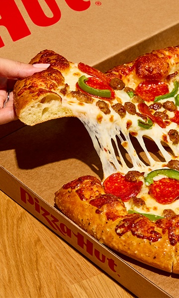 Fresh Pizza Hut pizza pulled from the box